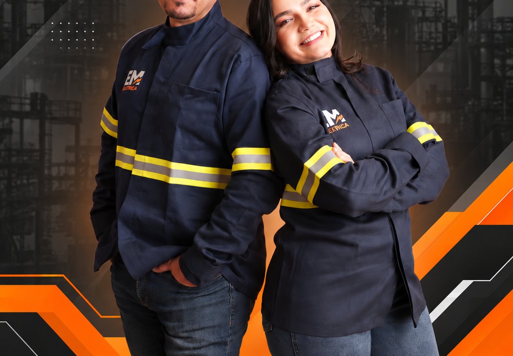Elifabio Miranda e Emelly Araújo de uniforme da EM Elétrica
